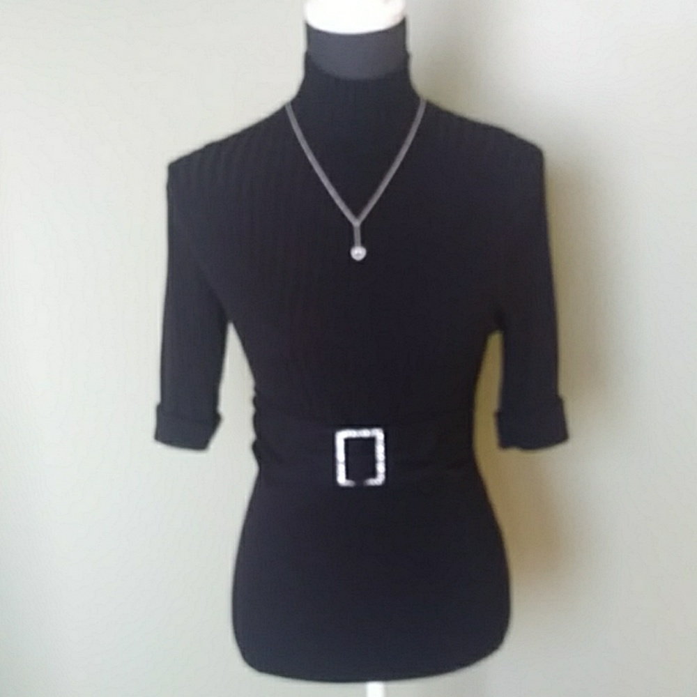 MOCK TURTLENECK BELTED SWEATER SZ M